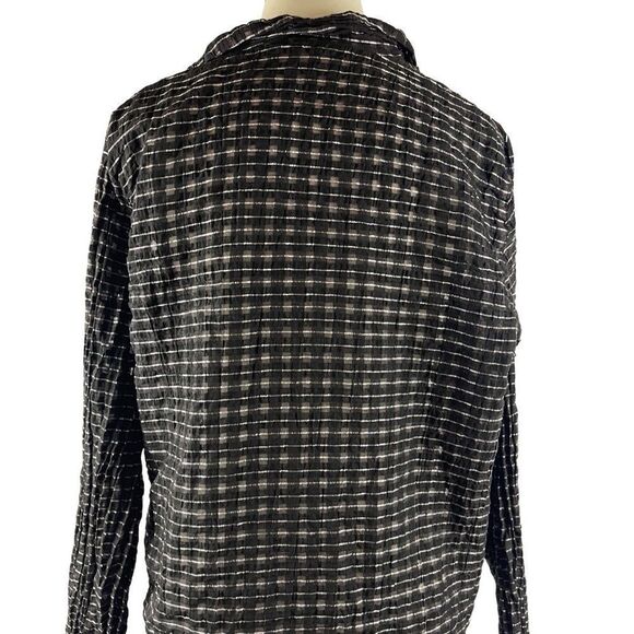 Cut Loose black & white long sleeve button up top blouse sheer sz M - Picture 3 of 9